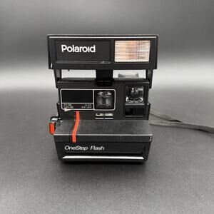 Vintage Polaroid One Step Flash 600 Film Instant Camera -RED STRIPE- With Strap